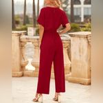 SheIn Red V Neck Short Sleeve Jumper Large Photo 1