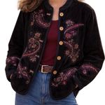 White Stag  M Vintage 90's Boho Corduroy Multi Paisley Floral Embroidered Jacket Photo 0