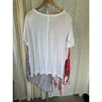 Free People  Knot Me Floral Geometric Scarf Mix Media Tie-Front Blouse Top L Photo 8