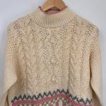 Vintage Rafferty Knitted by Hand Granny Sweater Womens L Cream Pink Romantic Size L Photo 1