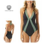 Vince Camuto  deep sea color block swimsuit. Runs small. NWT Photo 1
