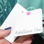 Rebellious One  FINDING BALANCE Light Teal Cropped Hoodie Sweatshirt NWT Photo 3