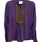 3.1 Phillip Lim Womens Silk Long Sleeve Top Metallic Beaded Size 4 Purple Photo 0
