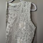 Boho VTG Ivory Lace Floral Vest S/M Open Front Sleeveless Floral Festival Top Size undefined Photo 2