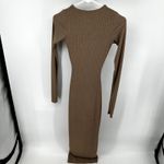 Naked Wardrobe  Figure It All Out Dress Maxi Bodycon Long Sleeve Coco Tan XS Photo 5