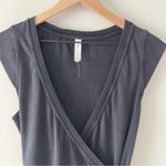 Anthropologie Daily Practice by Montauk V-Neck Dress Black Wrap Mini Cotton Tie Photo 9