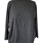 Rafaella Studded High Neck Asymmetrical Sweater Plus Size 3X Casual Photo 0