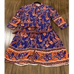 Rene Derhy Ainoa Waist Belted Three Quarter Sleeve shirt Dress Floral viscoe S Blue Photo 8