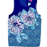 Lilly Pulitzer Iona Top Mr Peacock Blue Plant One on Me Sleeveless Fitted MEDIUM Photo 0