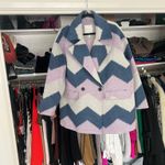 Avec Les Filles  purple blue chevron boho oversized wool blend jacket coat L ! Photo 4