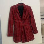 ZARA red houndstooth blazer playsuit romper S Photo 15