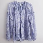Joie  Floral Button Down Long Sleeve Ruffle Blouse Photo 0