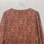 Lucky Brand  Rust Orange Paisley Babydoll Dress M Boho Flowy Tiered Photo 4