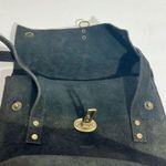 Franchi Black Suede Buckle Front Square Flap Double Handle Shoulder Bag Photo 5