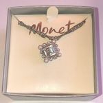 Monet Vintage Silver Tone CZ Rhinestone Pendant Twisted Chain Necklace Photo 9