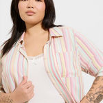 Torrid Rainbow Lizzie Button Up Long Sleeve Shirt Plus Size 2X Rocker Stripe Photo 0