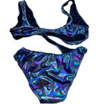 Dolls Kill  | Club Exx | Sick Hypnotic Cut Out Bodysuit Black/Purple Holographic Photo 3