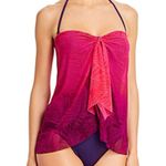 Ralph Lauren PINK Ombre Palm Flyaway Strapless One Piece Swimsuit Photo 0