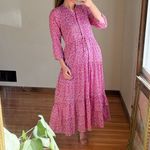 Banjanan Purple Geo Boho Print Tired Midi Dress Size XS Purple Photo 1