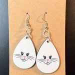 Easter Bunny/Rabbit Face Teardrop Dangle Pierced Earrings Photo 0