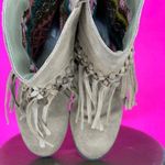 sbicca  Kathrin Taupe Suede Fringe Pull On Block Heel Boot Size 6.5 Photo 5