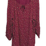 Old Navy Floral Print Mini Dress Maroon Tie Neck Long Sleeve XXL Photo 0