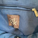 The Sak  Woven Crochet Bag Navy Blue With Braided Leather Handles Photo 4