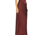 Ceren Ocak Satin Dress in Burgundy Small New Womens Long Maxi Gown Brown Photo 9