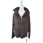 New Women's FLX Chunky Long Sleeve Quarter Zip Boucle Sweater Size L Brown Size L Photo 5