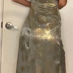 Lulus Cowl Neck Green And Gold Metallic Midi Dress Photo 3