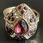 Water drop purple crystal CZ gold plated ring size 7.5 Photo 0