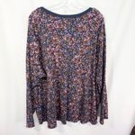 Terra & Sky Terra Sky Plus Sz 4X Top 28W 30W Thermal Waffle Knit Navy Purple Floral 1473 Photo 3