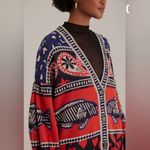Farm Rio  Navy Mixed Print Knit Cardigan Sz Small‎ Oversized Dopamine Teacher Photo 1