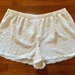 NWT Jolie and Joy brown and white striped coastal linen shorts with lace trim and bows Size L Photo 0