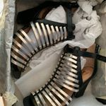 Vince Camuto Black & Gold Champagne Greta Caged Heel Sandals Photo 0