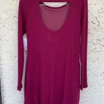 Francesca's NWT Francesca’s Maroon Purple Red Waffle knit boho long sleeve knee length dress Photo 5