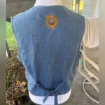 Vintage Bobbie Brooks Fall Embroidered Denim Vest Size Medium Blue Photo 5