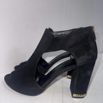 Michael Kors Old Money Classic Gold Black Sueded Velvet Peep Toe Heels 9.5M Photo 2