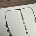 VCLM Gunmetal Tone & Blue Rhinestone Charmed Necklace Lovely For Party / Evening Photo 1