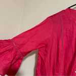 Solid & Striped  ruffled cuff linen midi shirt dress fuchsia Barbie pink spring Photo 8