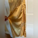 Yellow/Gold satin maxi dress size S Gold Photo 3