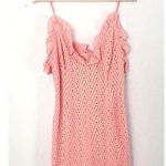 C/MEO COLLECTIVE  Eyelet Mini Dress Spaghetti Strap Cotton Ruffle Peach Large New Photo 1
