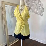 BCBG MAXAZRIA Butter Yellow Coquette Silk Fairy Babydoll Halter Cami Top S Photo 4