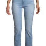 frame denim Frame Le High Straight | Pearl Accent Embellished stretch jeans | 27 | Fray crop Photo 6