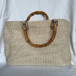Moda Luxe Cream Raffia Isla Wood Handle Purse Photo 1