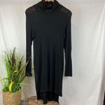 Anthropologie Postage Stamp Black Long Sleeve Turtleneck Knit Dress M Photo 3
