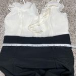 AQUA Black White Spaghetti Strap Ruffle Top Mini Dress Small NWT Photo 8