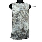 89th & Madison Chiffon Paisley White/Silver/Gold Cowl Sleeveless Blouse‎ Size M Silver Size M Photo 4