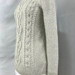 Gap MATERNITY Wool Cream Silver Chunky Cable Knit Fisherman Sweater Womens M Photo 2