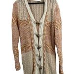 Free People Multicolor Cozy Hooded Toggle Button Chunky Knit Cardigan Womens Med Photo 0